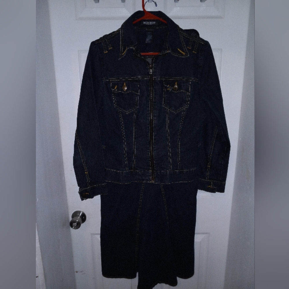 Bisou Bisou Denim Jacket and Skirt Set